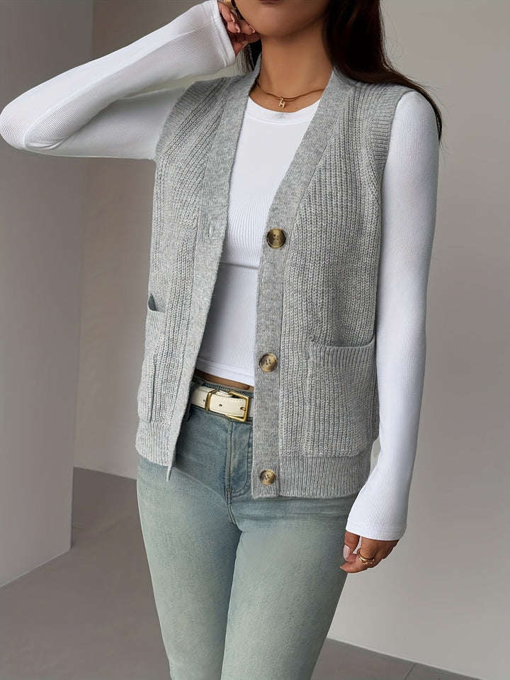 Miriam | Buttoned V-Neck Knit Vest