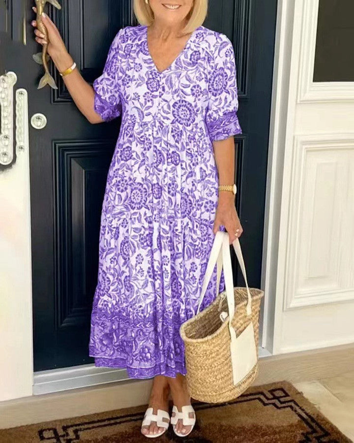 Keisha | Stylish V-Neck Floral Dress