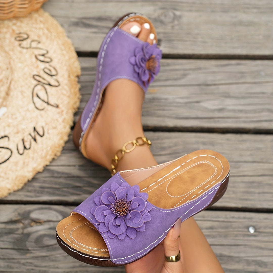 Melanie | Floral Comfort Wedge Sandals