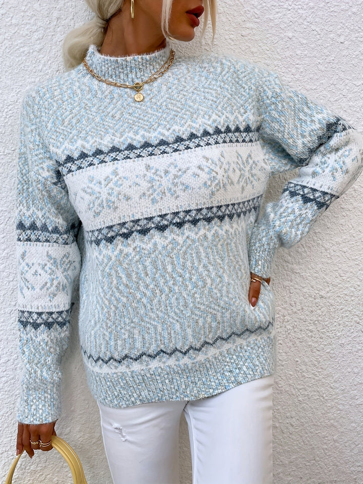 Tamsin | Cozy Snowflake Mock-Neck Jumper