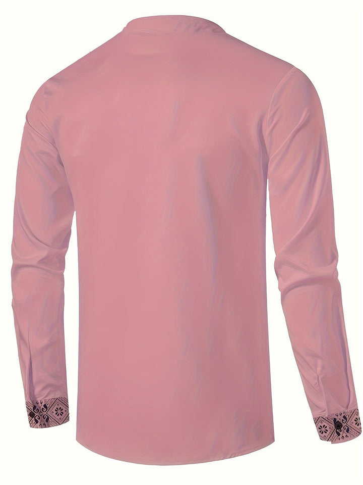 Elias | Patterned Long Sleeve Henley Shirt