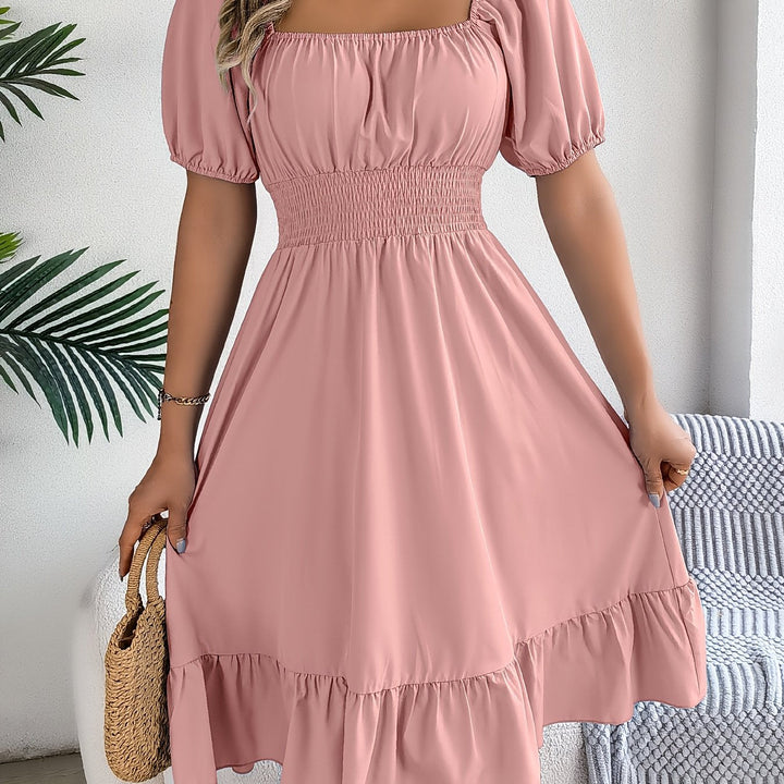 Whitney | Square Neck Ruffled A-Line Dress