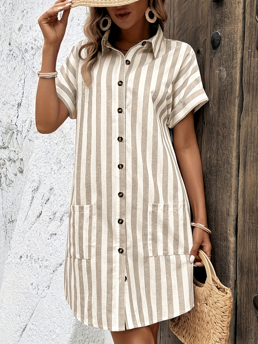 Marion | Belted Striped Shirt Dress