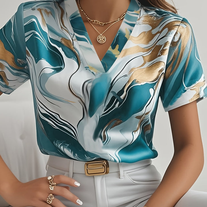 Joanna | Artful Swirl-Print Blouse