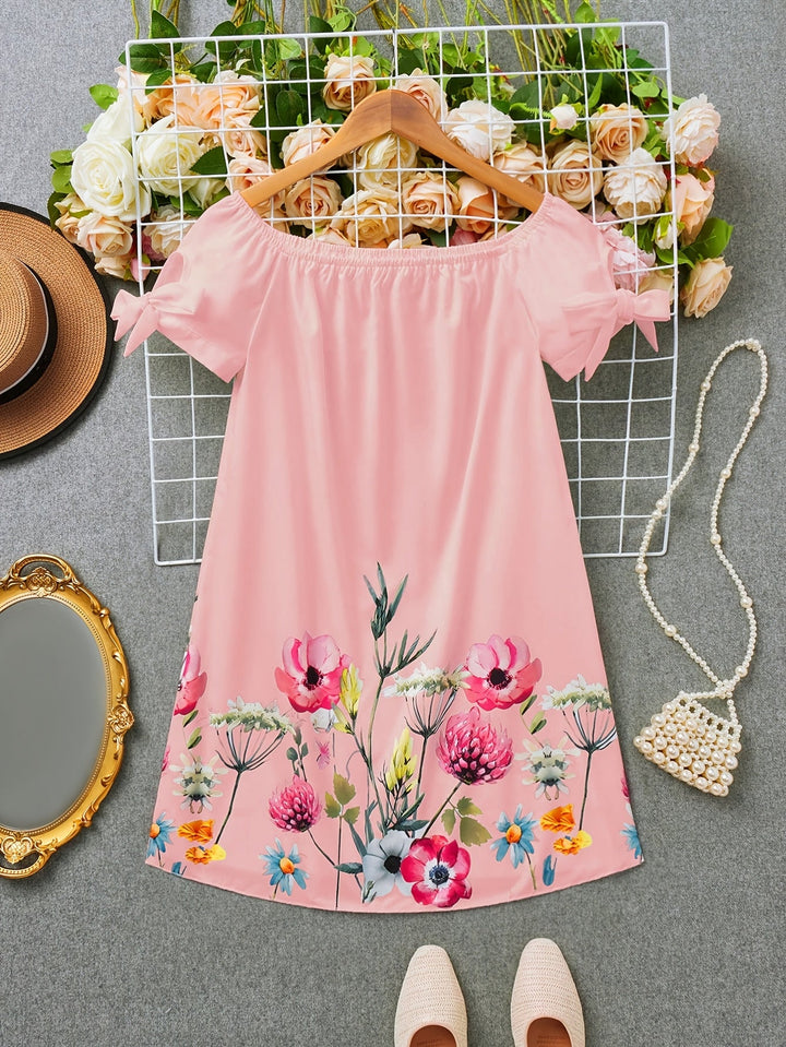 Gemma | Off-Shoulder Floral Bow Dress