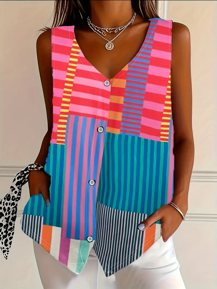 Brenda | Sleeveless Button-Front Blouse