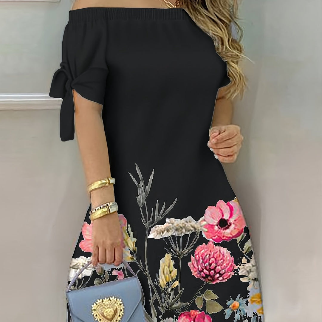 Gemma | Off-Shoulder Floral Bow Dress