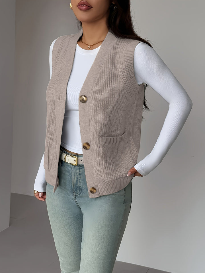 Miriam | Buttoned V-Neck Knit Vest
