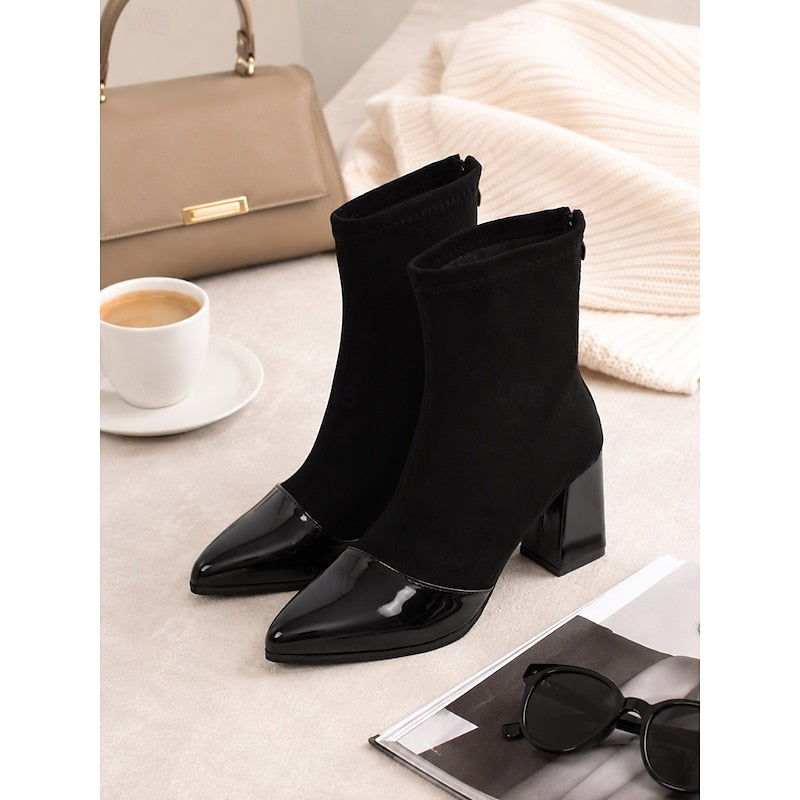 Beatrix | Cap-Toe Chunky Heel Ankle Boots