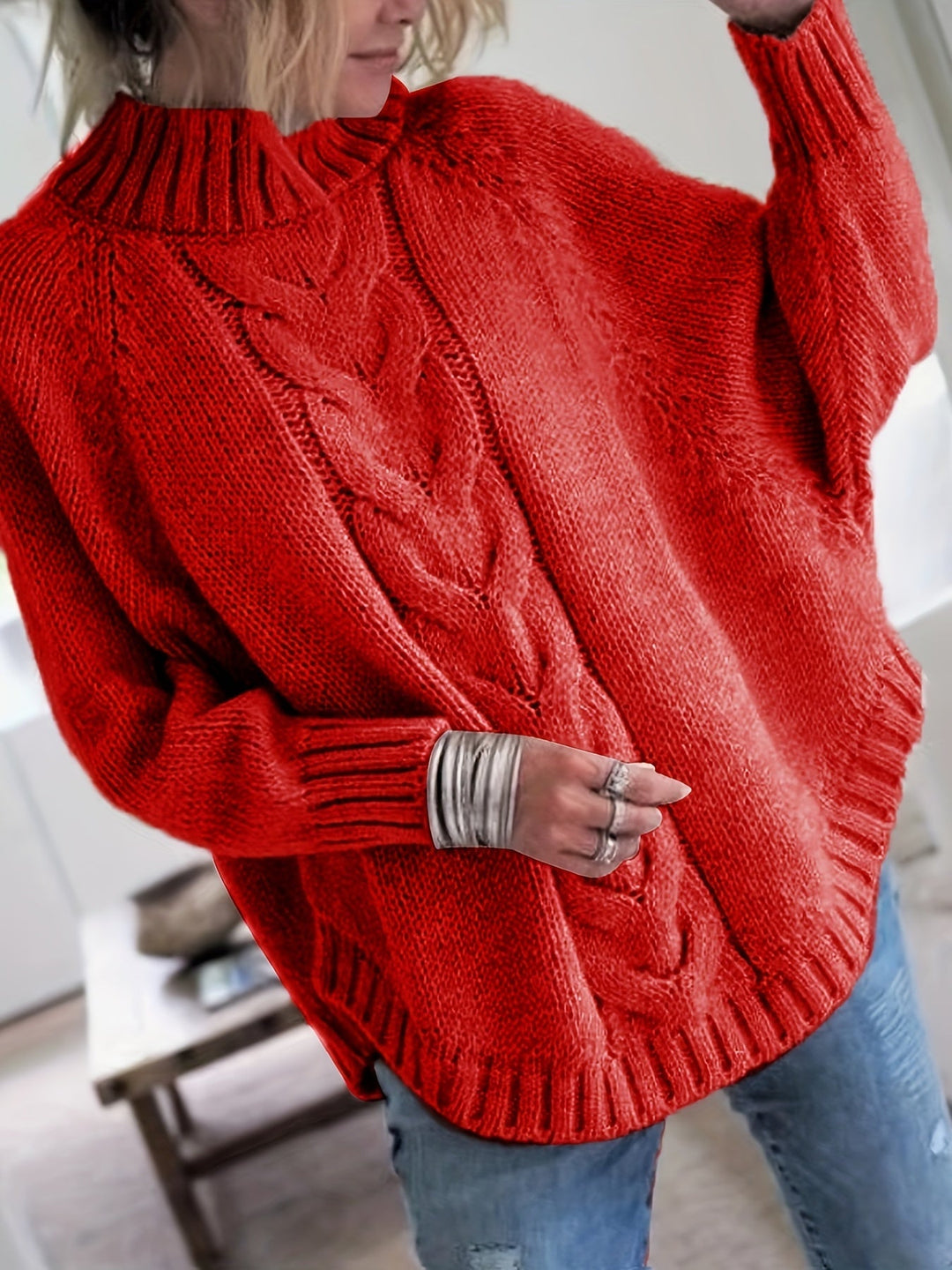 Gwendolyn | Cable-Knit High-Neck Jumper
