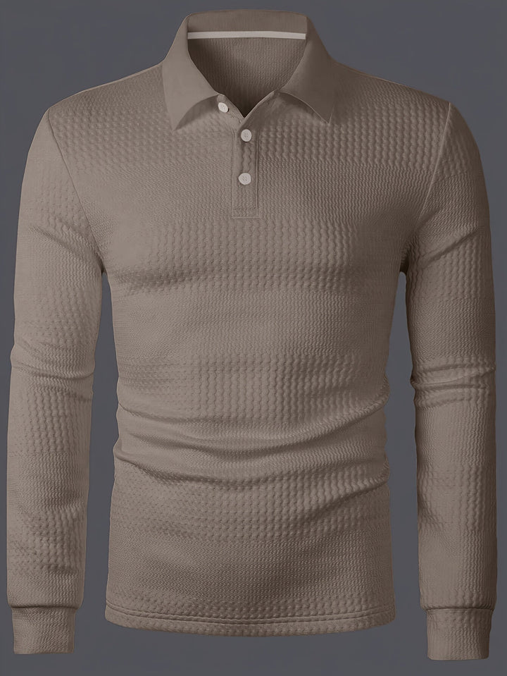 Fletcher | Textured Long-Sleeve Polo Shirt