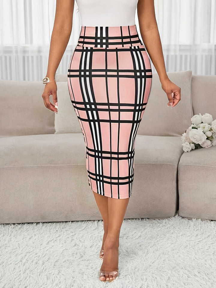 Rosa | Refined Plaid Pencil Skirt