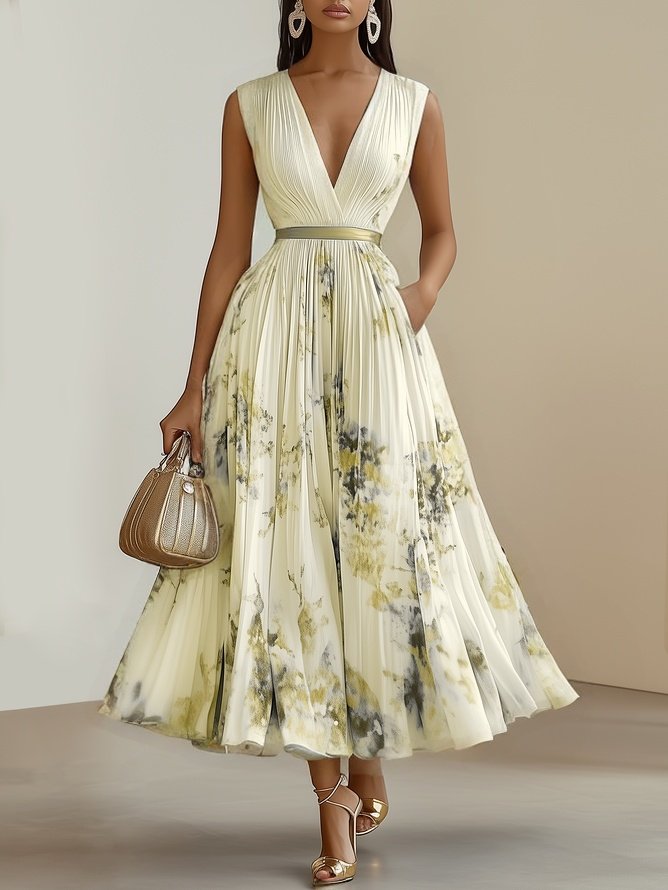 Betty | Elegant Sleeveless Long V-Neck Dress