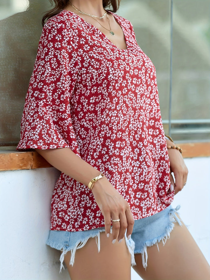Lorraine | Floral Ruffle-Sleeve Blouse