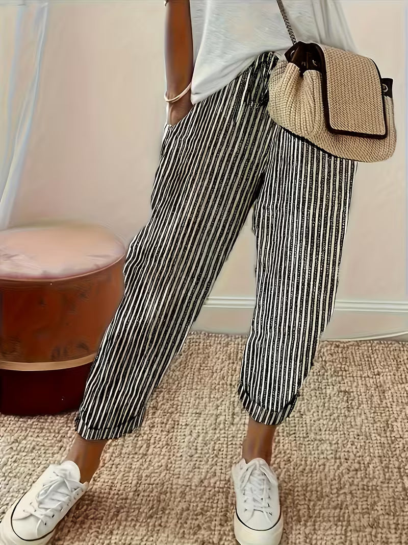 Marley | Striped Wide-Leg Casual Trousers