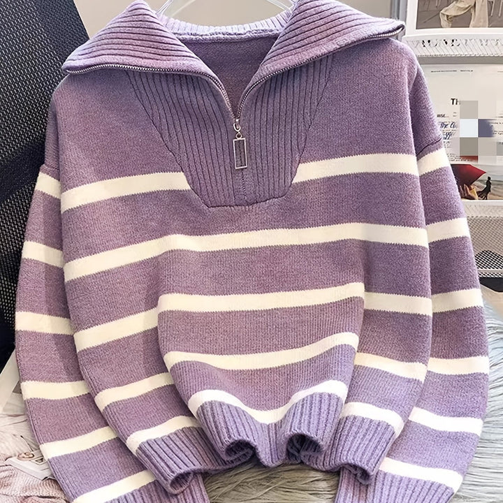 Sabina | Striped Quarter-Zip Jumper
