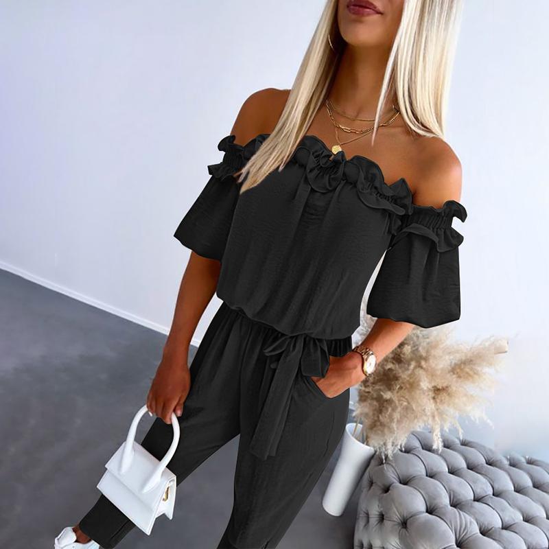 Carmella | Stylish Off Shoulder Tie-Waist Jumpsuit