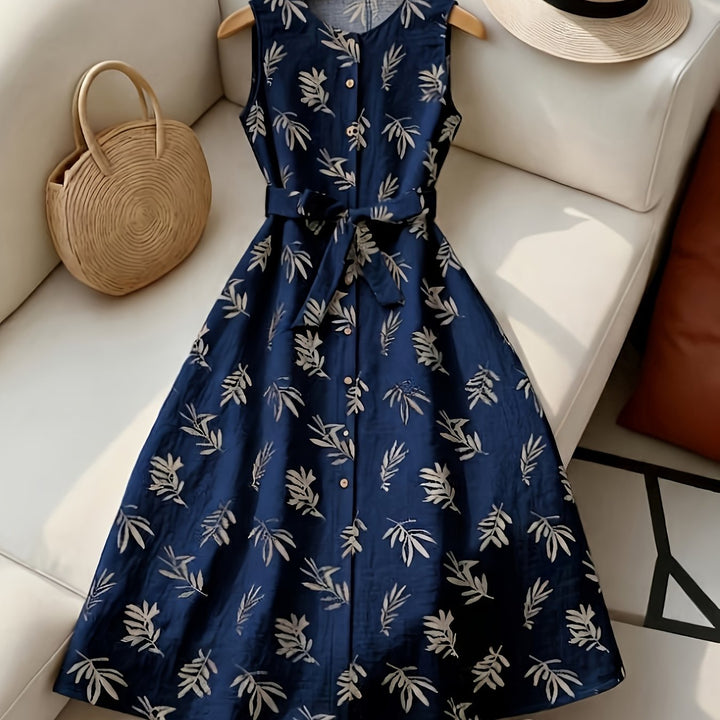Hazel | Belted Sleeveless Midi Dress