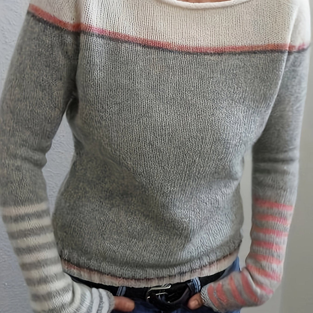 Francesca | colour-Block Boat Neck Jumper