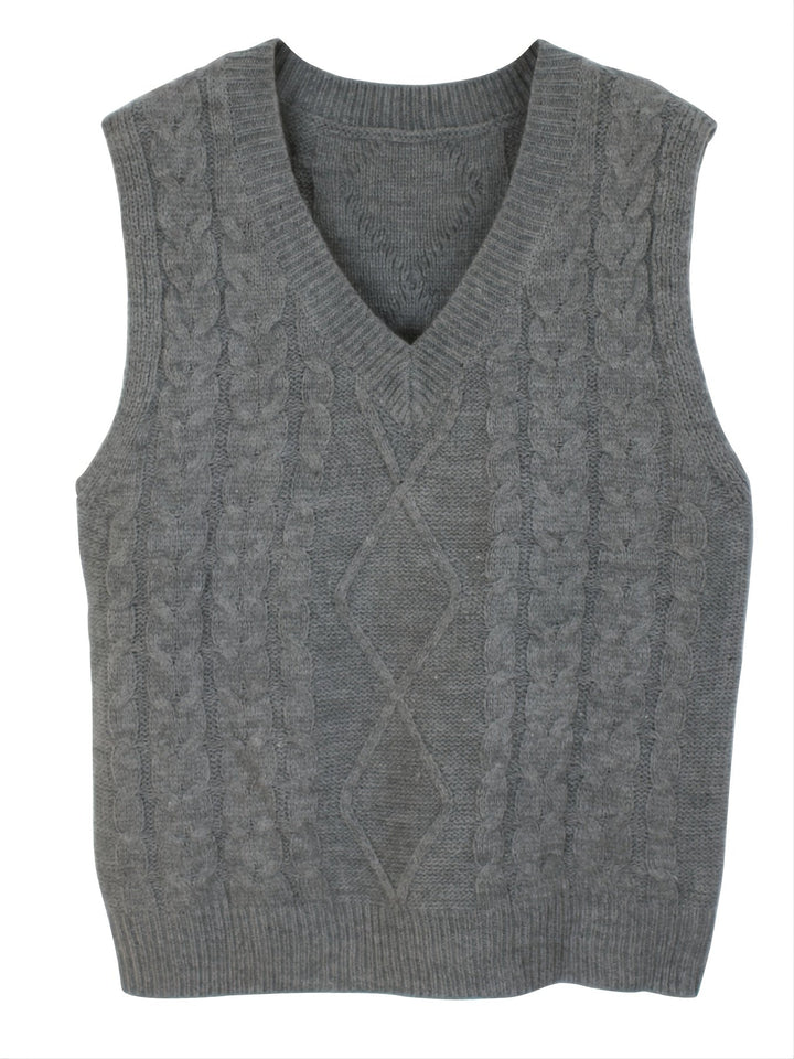 Cora | Cozy Cable-Knit V-Neck Jumper Vest