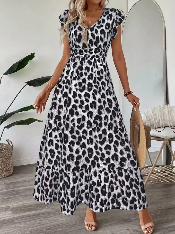 Rosalie | Baroque-Print V-Neck Maxi Dress