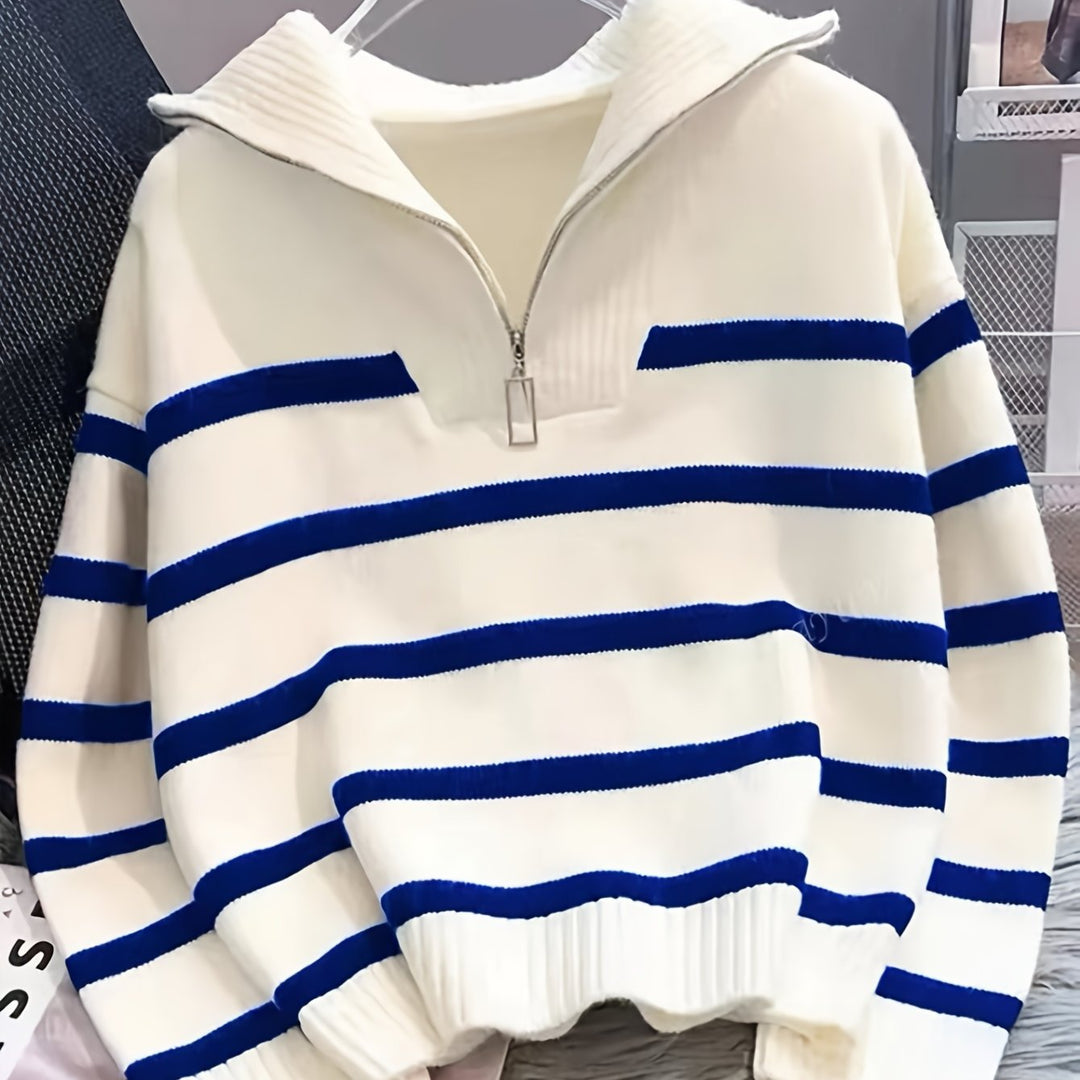 Sabina | Striped Quarter-Zip Jumper