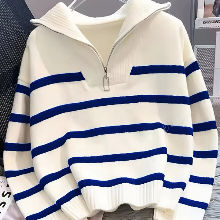 Sabina | Striped Quarter-Zip Jumper
