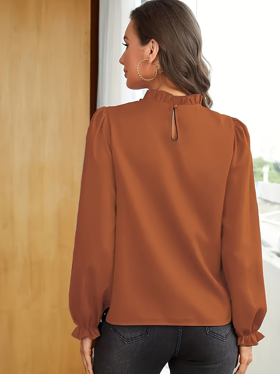 Tamsin | Ruffled High-Neck Puff Sleeve Blouse