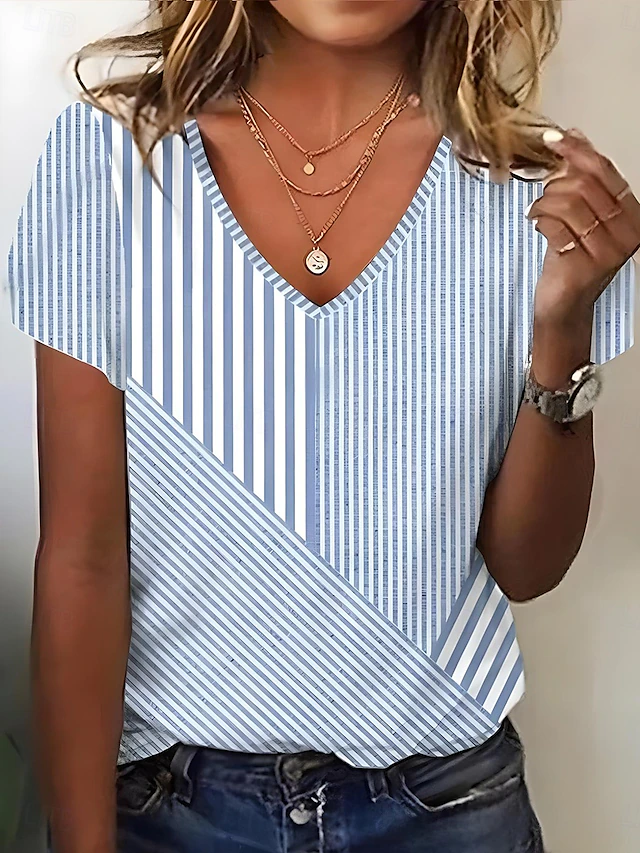 Blythe | Striped V-Neck Top