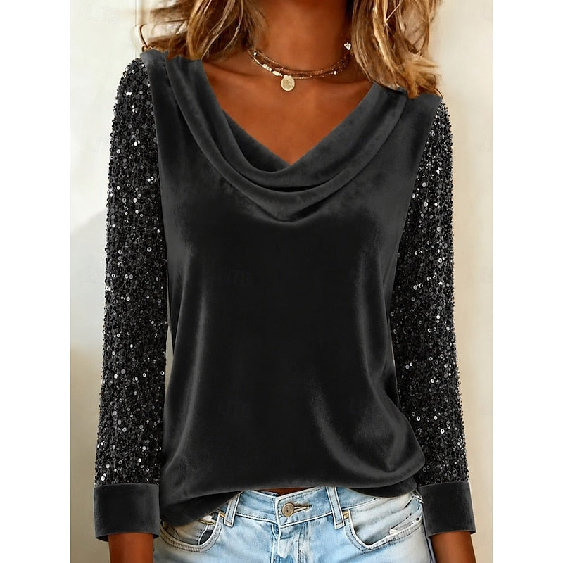 Marlene | Shimmering Cowl-Neck Top