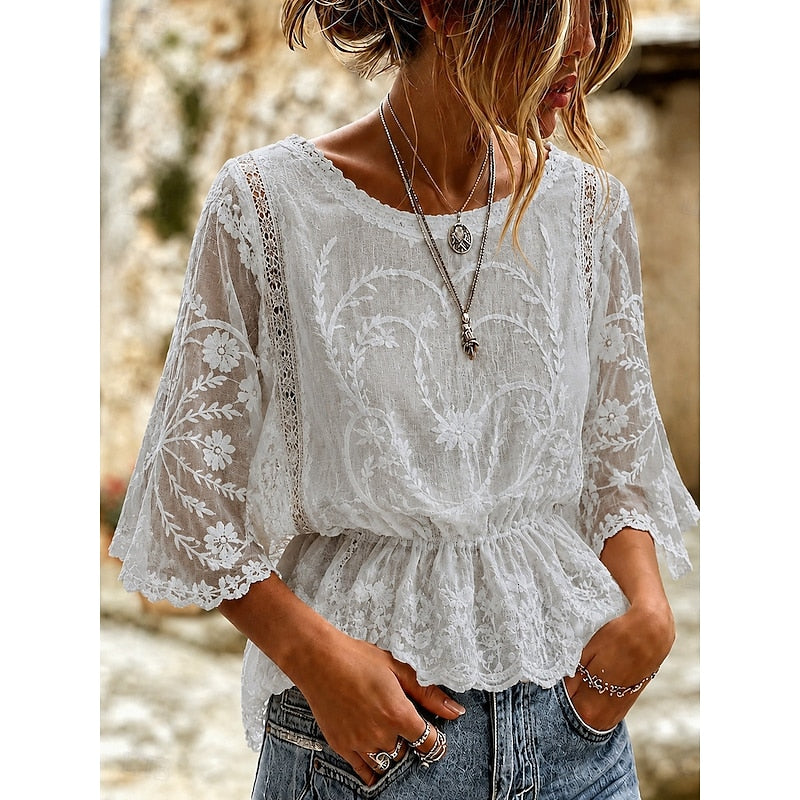 Sabrina | Embroidered Peplum Blouse