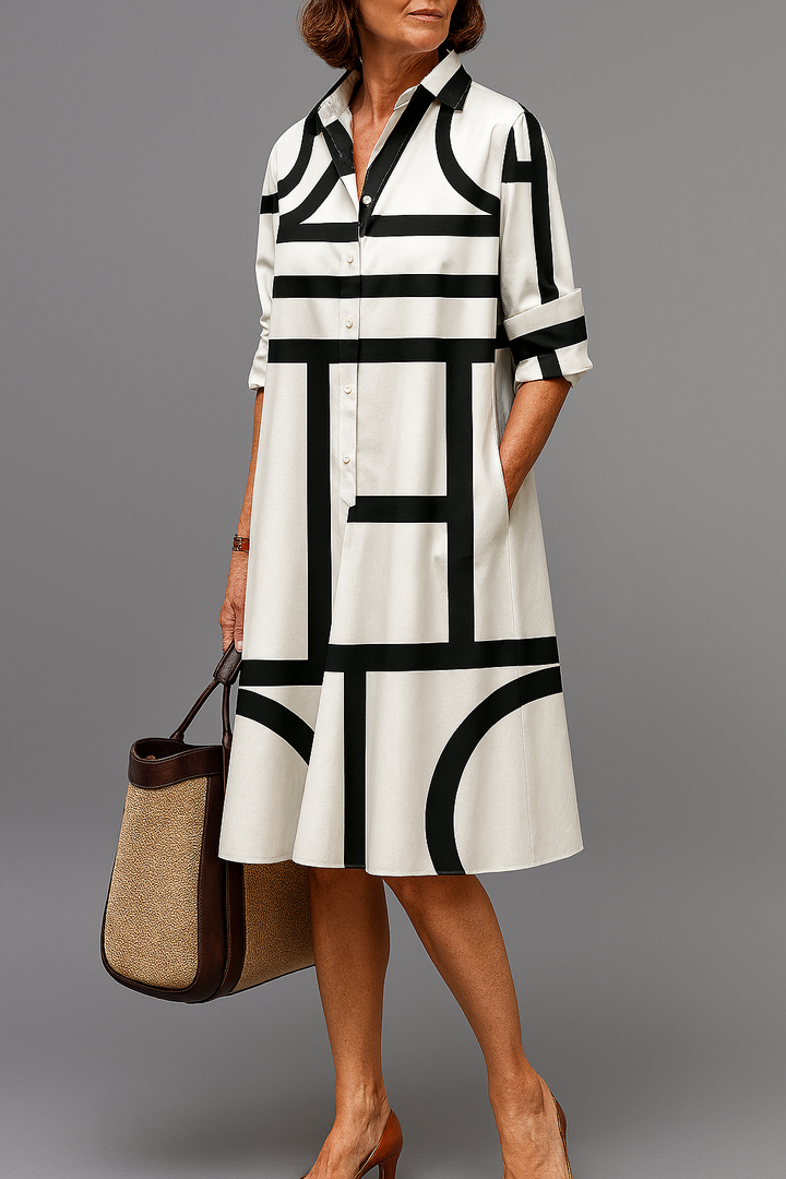Diana | Sophisticated Pattern Midi Dress