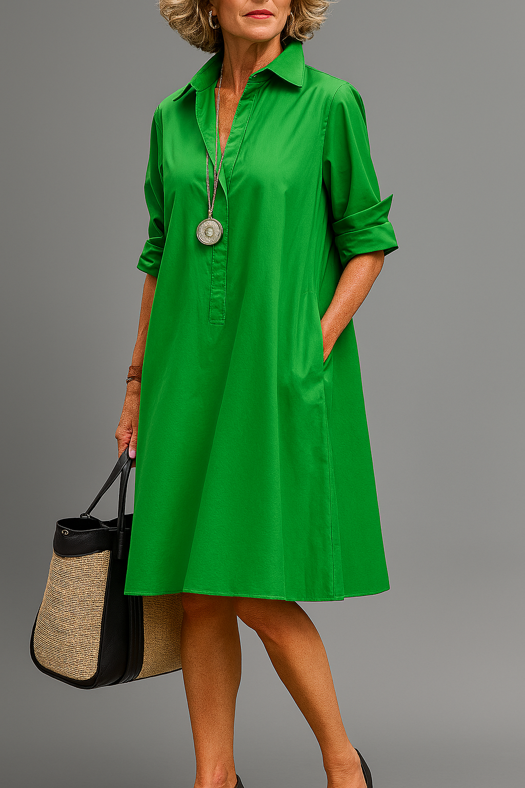 Riley | Sophisticated Collar Midi Dress