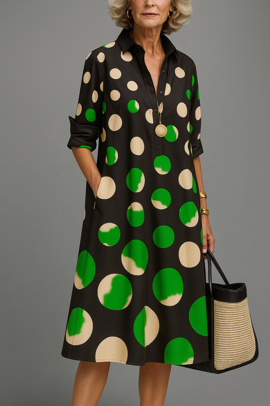 Winona | Elegant Polca Dot Midi Dress