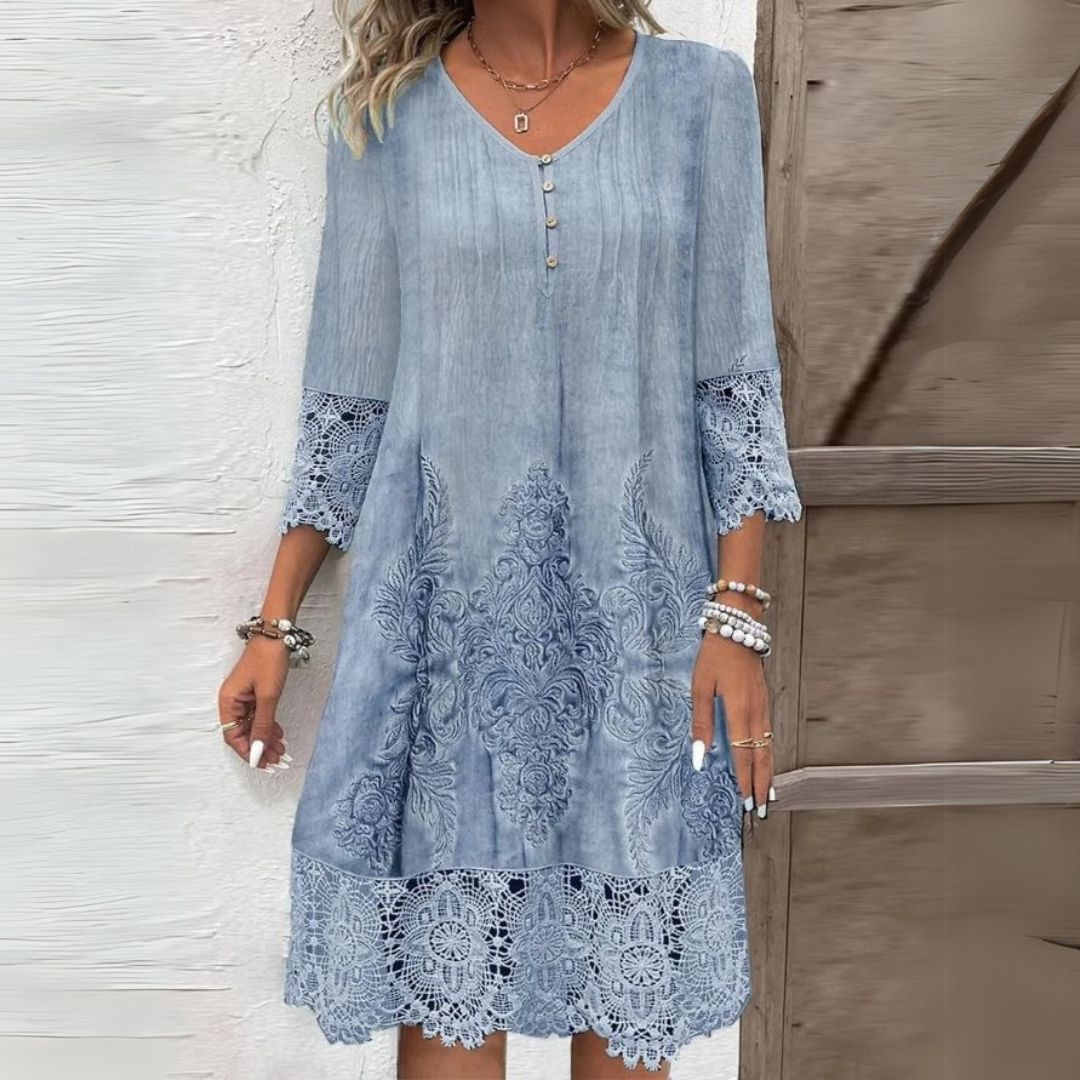 Marianne | Lace-Trim Midi Dress
