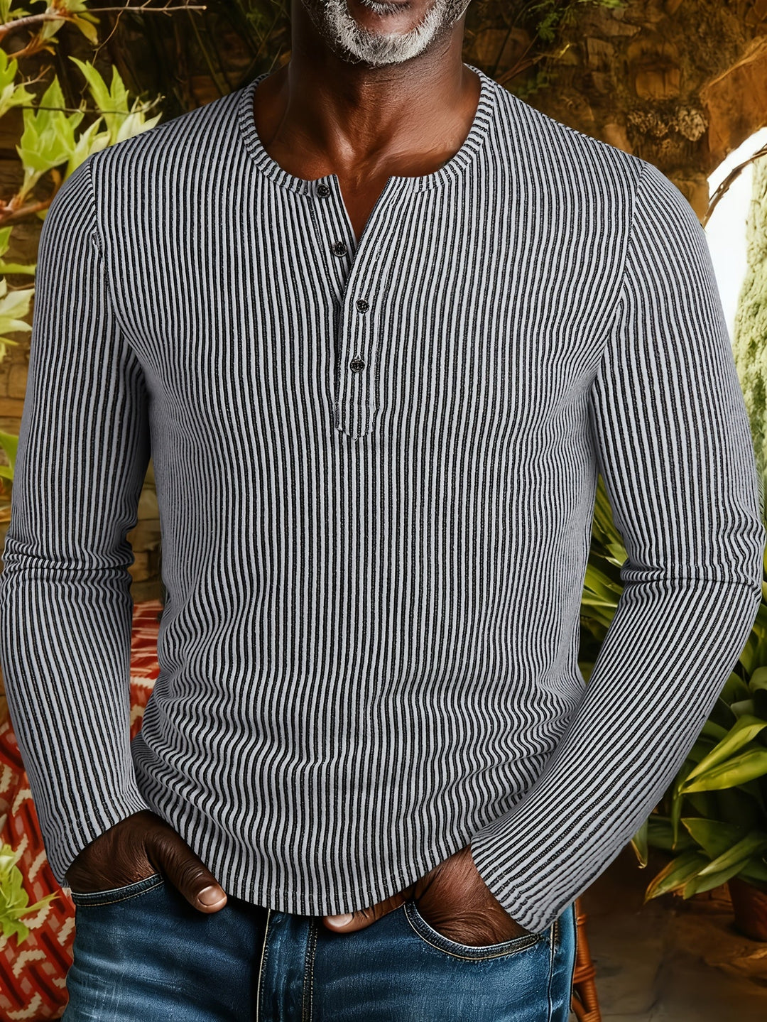 Griffin | Textured Ribbed Henley Shirt