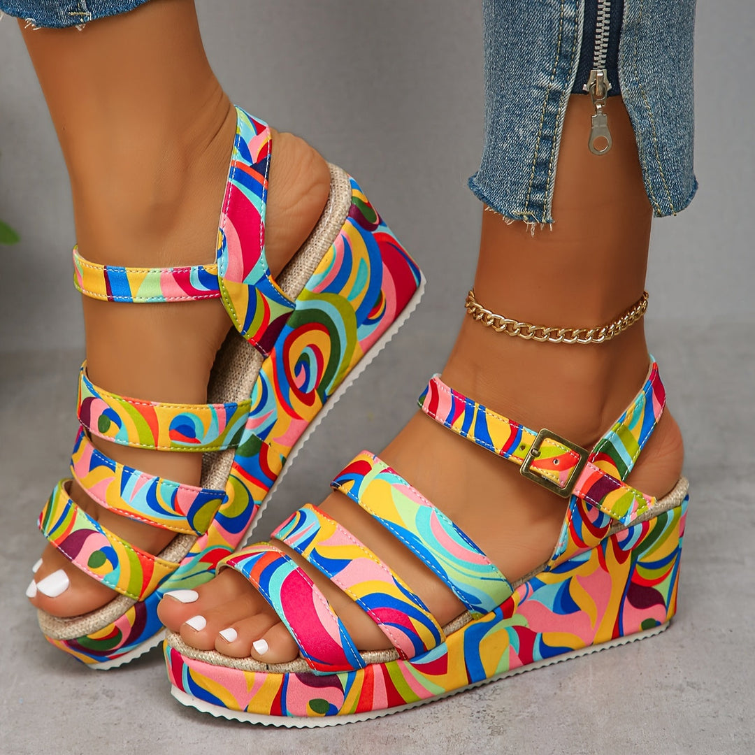 Rosalind | Elegant Strappy Platform Wedge Sandals