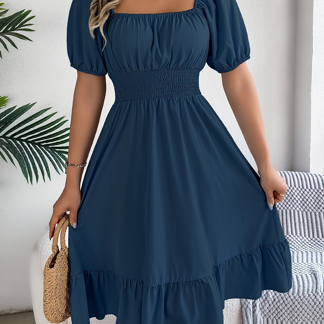 Whitney | Square Neck Ruffled A-Line Dress