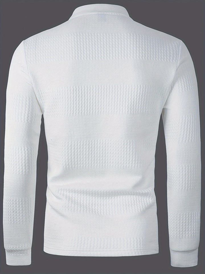 Fletcher | Textured Long-Sleeve Polo Shirt