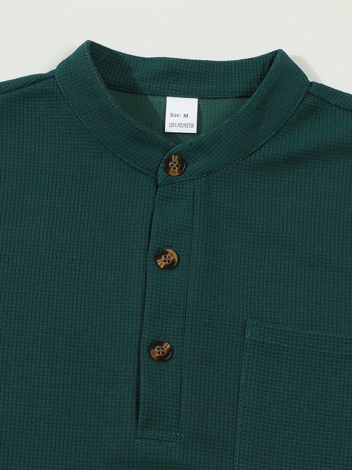 Jonathan | Textured Long Sleeve Henley Shirt