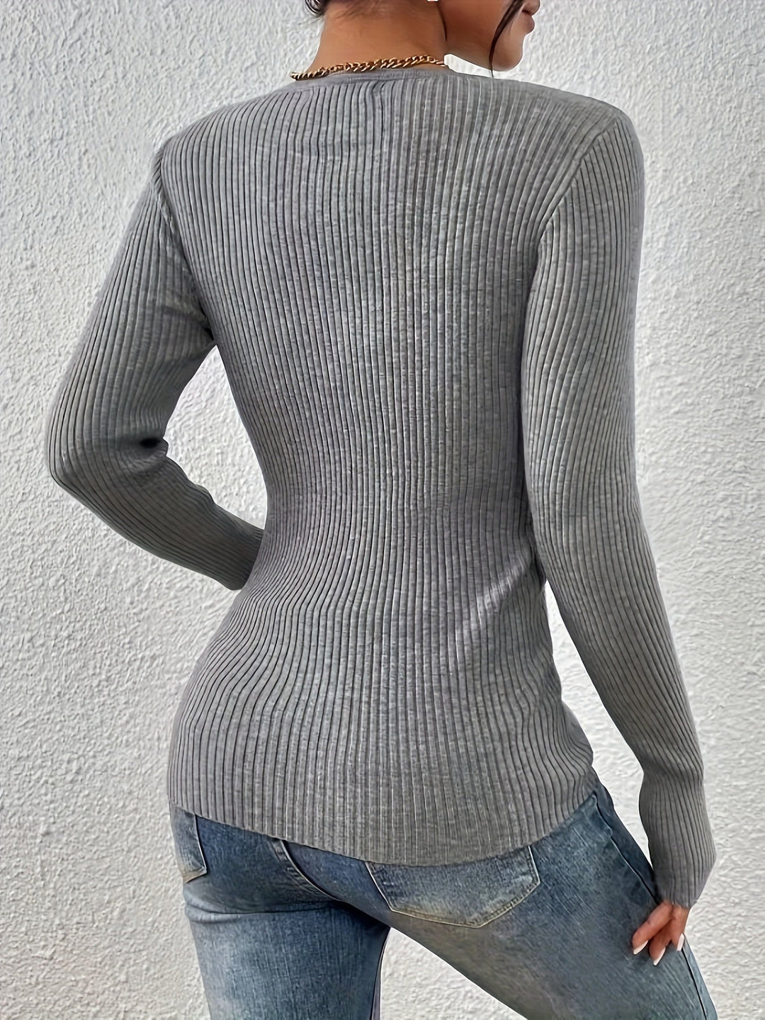 Helene | Ribbed Half-Button Top