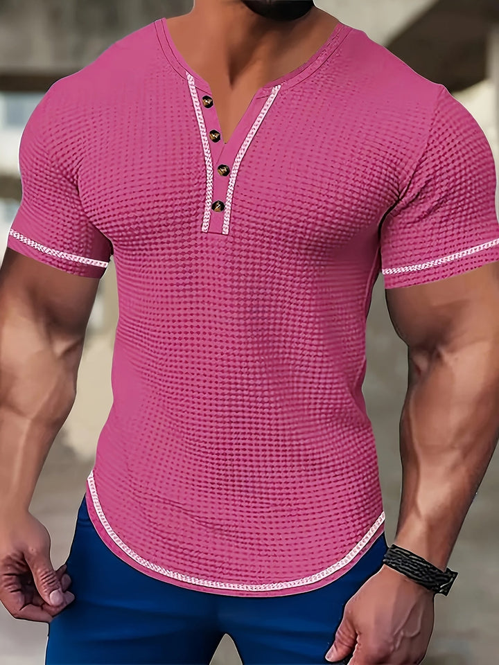 Vaughn | Textured Short Sleeve Henley Shirt