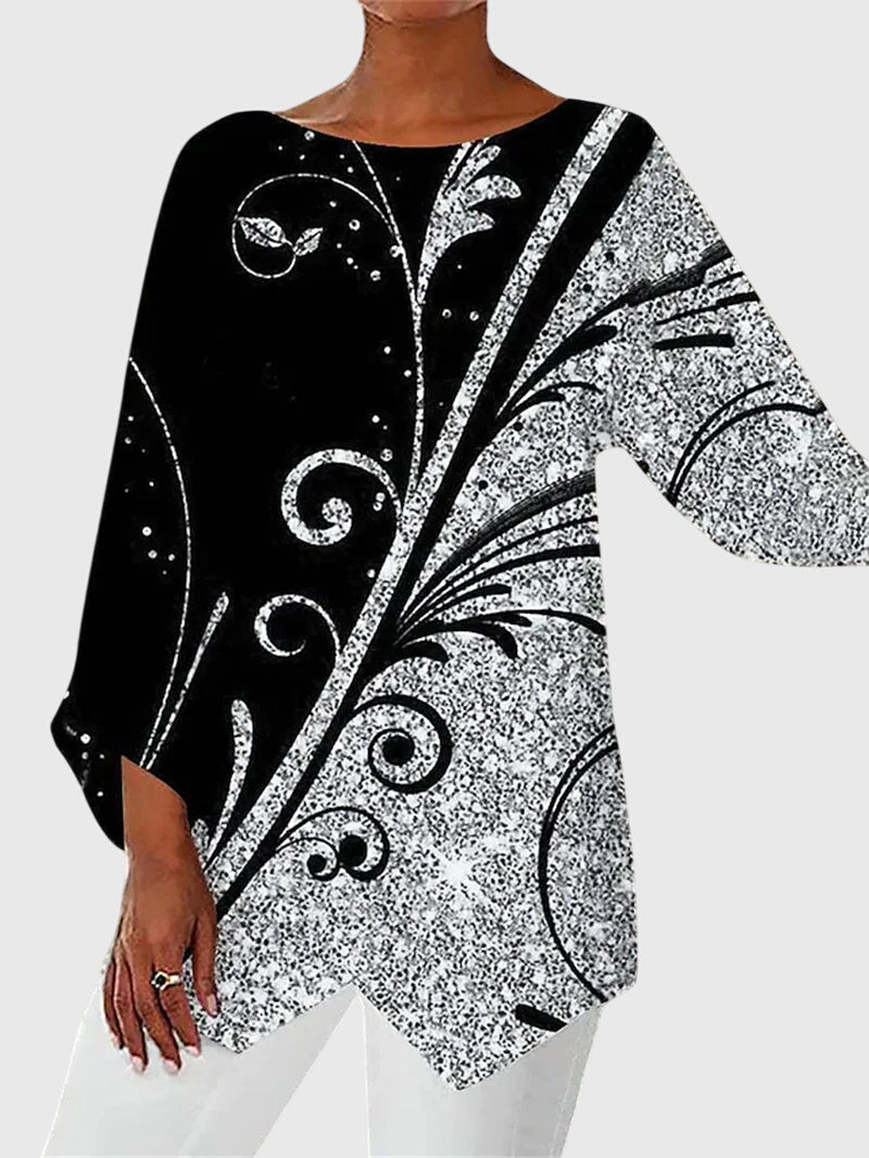 Kathleen | Shimmer Butterfly Long-Sleeve Top