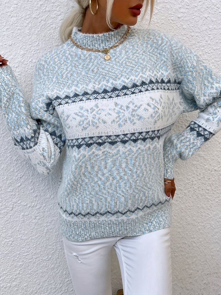 Tamsin | Cozy Snowflake Mock-Neck Jumper