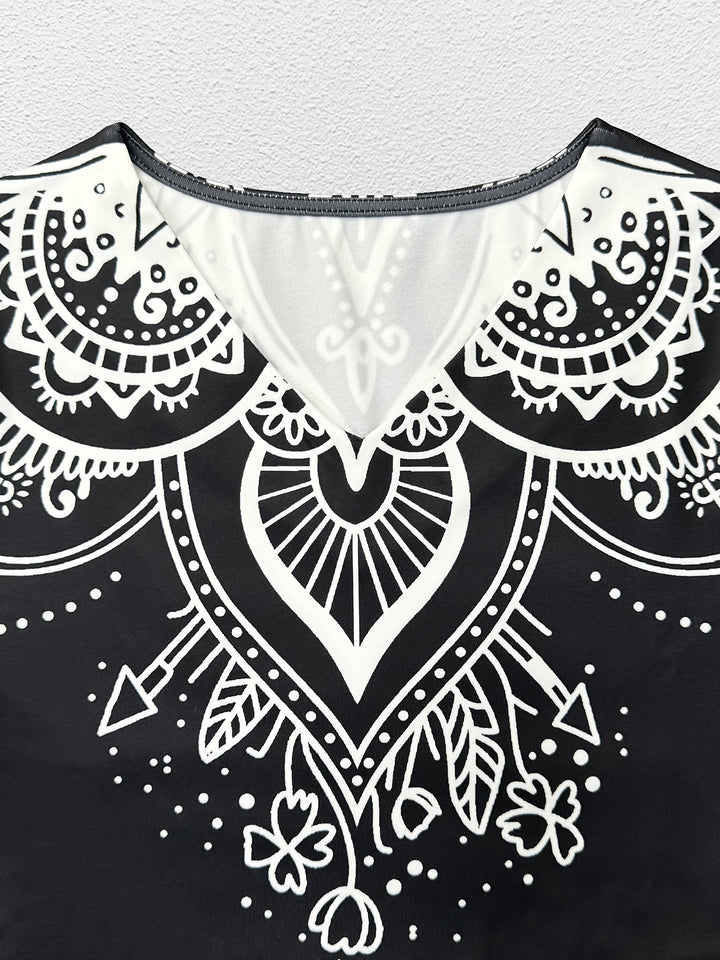 Nadia | Ornate Print Flared Maxi Dress
