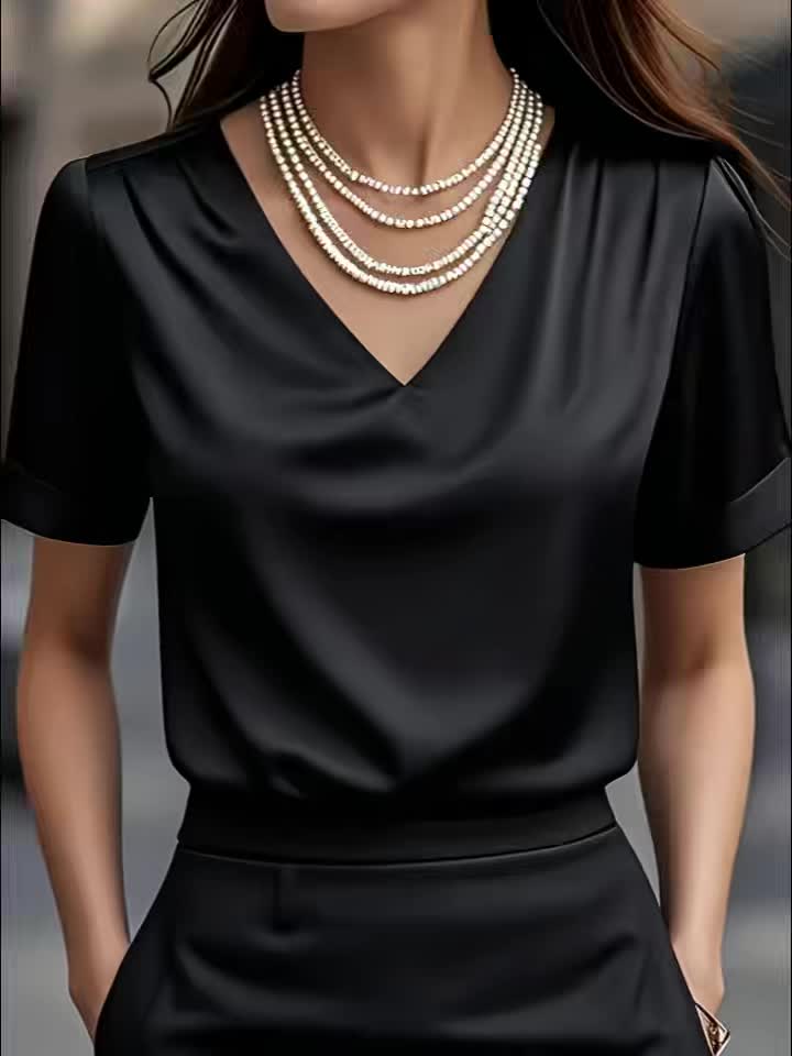 Estelle | Draped V-Neck Blouse