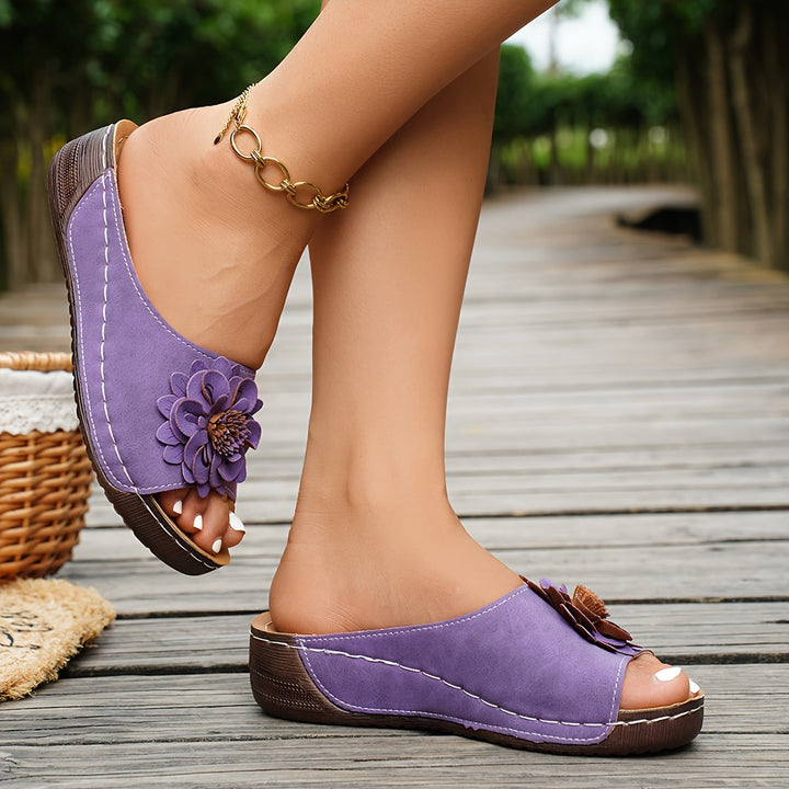 Melanie | Floral Comfort Wedge Sandals
