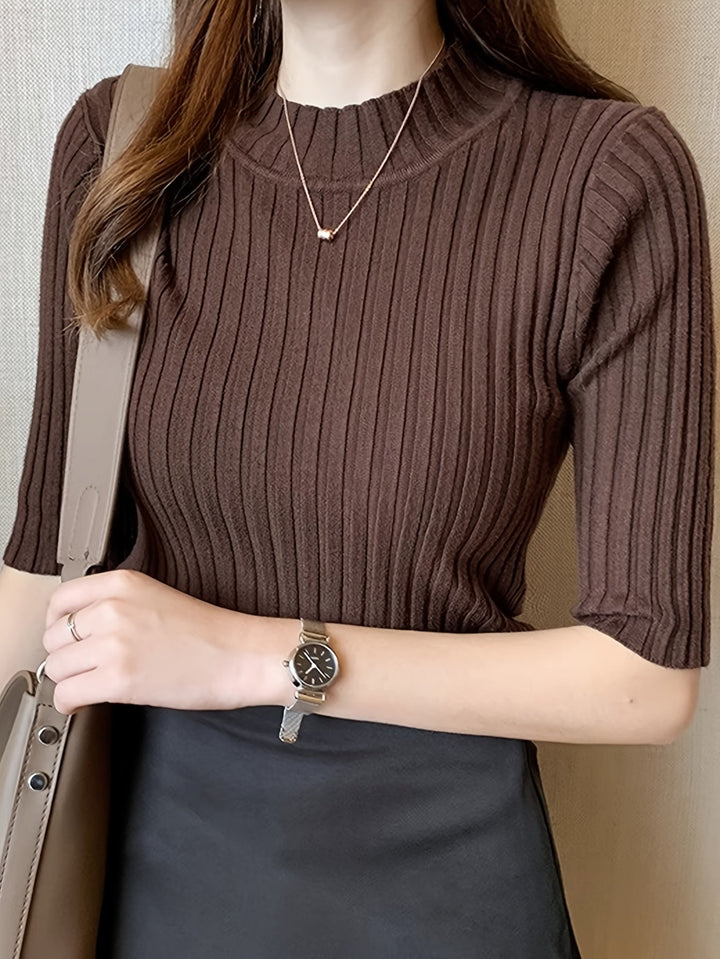 Verity | Ribbed Mock-Neck Top