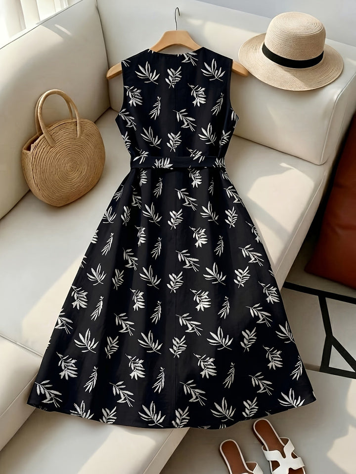 Hazel | Belted Sleeveless Midi Dress