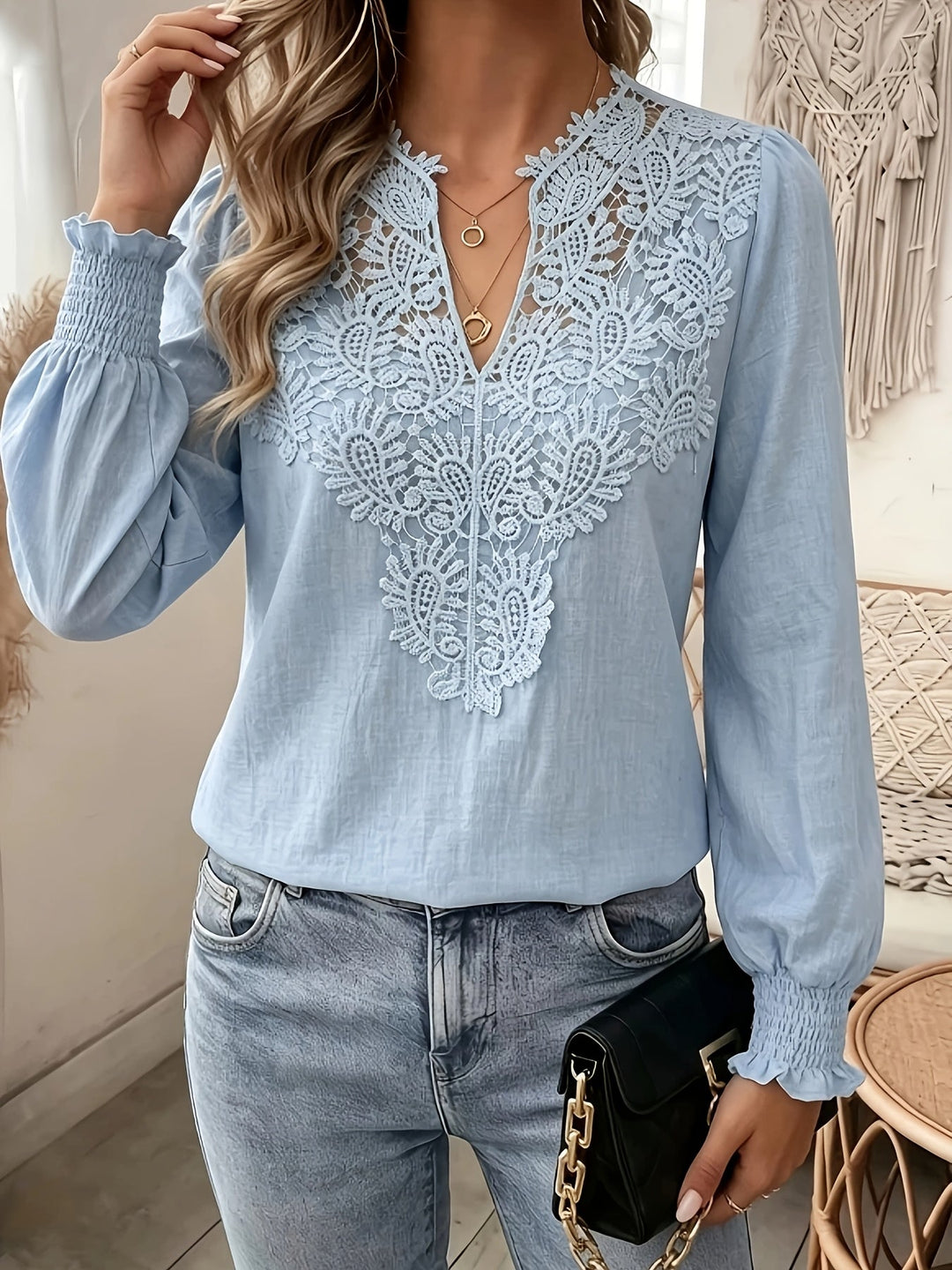 Delia | Embroidered V-Neck Blouse